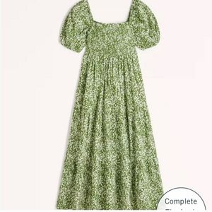 A&F green smoked linen dress